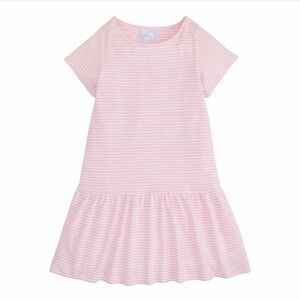 LITTLE ENGLISH Girls Striped Cotton Chanel T-Shirt Dress - 5Y